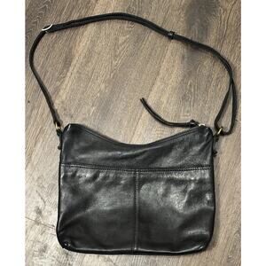 Margot Black Leather Crossbody Shoulder Bag Purse